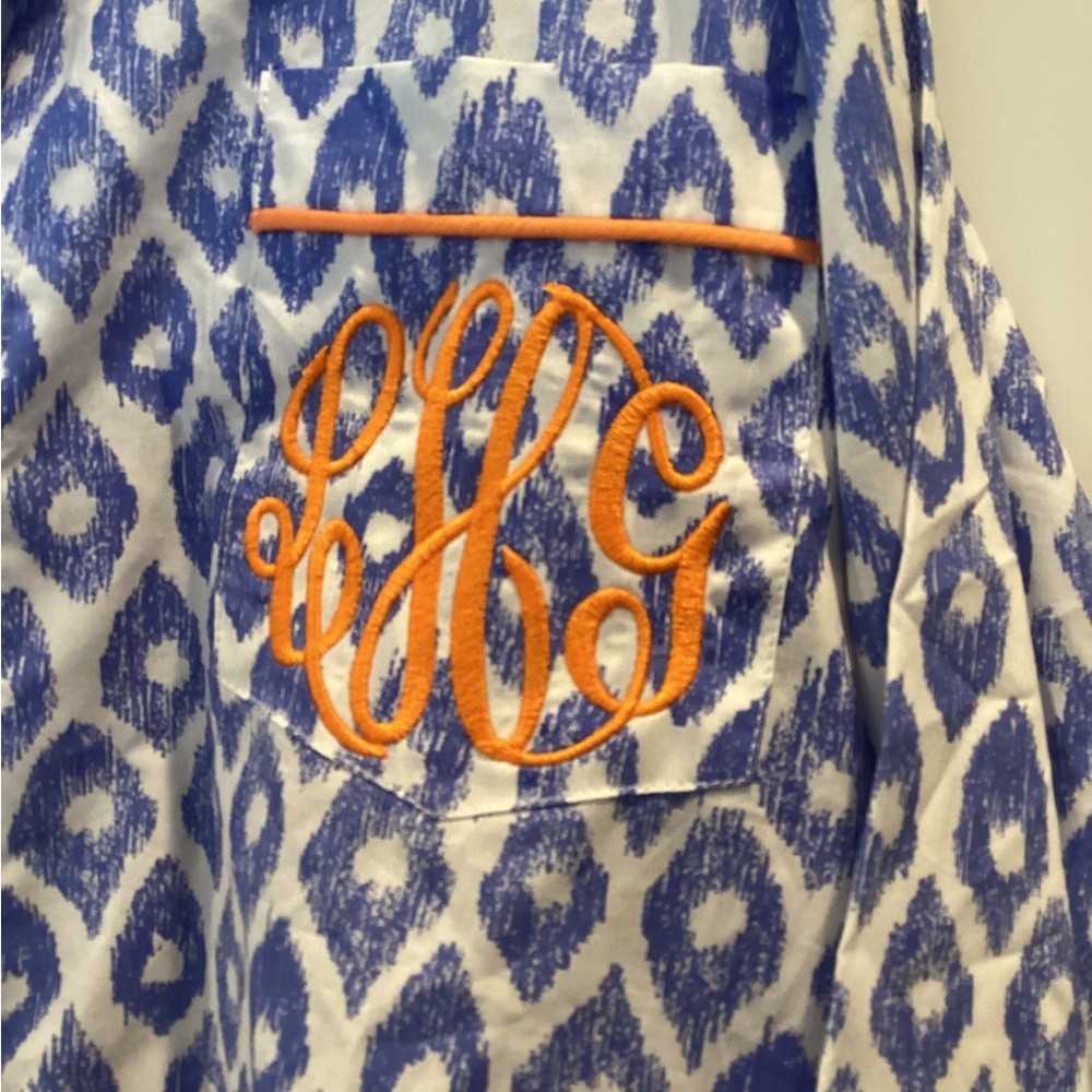 Marigot Collection, Women’s L cotton pjs, NWT, Royal Blue and Orange - Picture 5 of 6